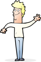 cartoon happy waving man png