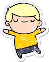 distressed sticker cartoon illustration of a kawaii cute boy png