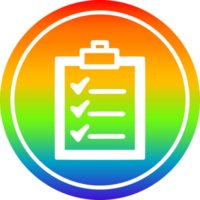 dai un'occhiata elenco circolare icona con arcobaleno pendenza finire png