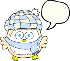 main tiré bande dessinée livre discours bulle dessin animé mignonne peu hibou png