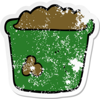 distressed sticker of a cartoon pot of earth png