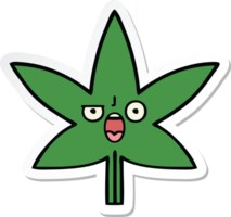 adesivo di una foglia di marijuana simpatico cartone animato png