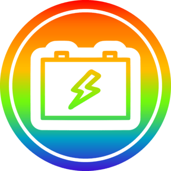 industrial bateria ícone com arco Iris gradiente terminar png
