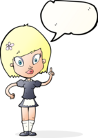 mucama bonita de dibujos animados con burbujas de discurso png