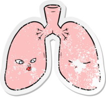 distressed sticker of a cartoon lungs png