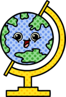 comico libro stile cartone animato di un' globo di il mondo png