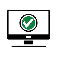 computer monitor with check mark icon vector