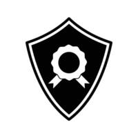Shield with ribbon, illustration of quality control and guarantee icon vector