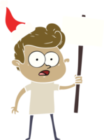 hand drawn flat color illustration of a staring man wearing santa hat png