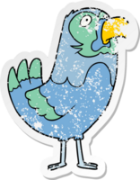 distressed sticker of a cartoon parrot png