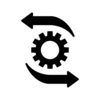 Gear with arrow right and left, business process, technology and machine mechanism icon vector