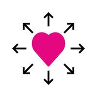 heart with expand arrow icon vector