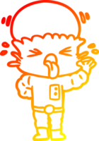 warm gradient line drawing of a disgusted cartoon alien png