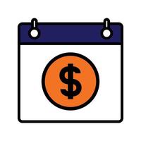 calendar with money, illustration of payment date and pay day icon vector