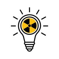 Lightbulb with radioactive symbol, illustration of nuclear energy for electricity generation icon vector