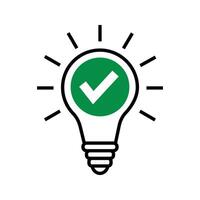 light bulb with checkmark icon vector