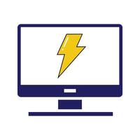 computer monitor with lightning bolt icon vector