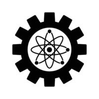 Cogwheel with atom molecule symbol, science and technology icon vector