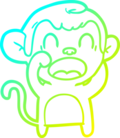 cold gradient line drawing of a shouting cartoon monkey png