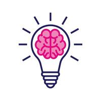 light bulb and brain, illustration of creative idea icon vector