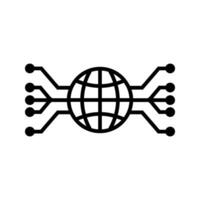 Globe with electrical circuit, illustration of internet network icon vector