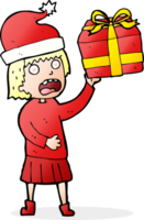 cartoon woman getting ready for christmas png