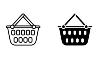 Shopping basket, illustration of shopping and commerce icon vector