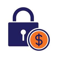 padlock with dollar symbol, financial security icon vector