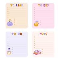 Cute hand drawn notebook template for to do list and notes with spa, hygiene, bath cartoon illustrations. Printable editable diary note elements for weekly planner, bullet journal, school schedule. vector