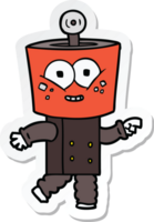 pegatina de un robot de dibujos animados feliz señalando png