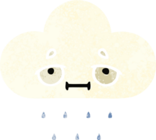 retro illustration style cartoon of a rain cloud png