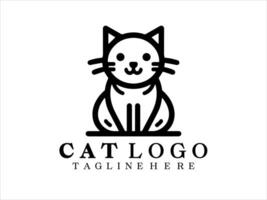 Lines Cat Logo Design Template vector