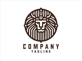 Circle Lion Head Logo Design Template vector