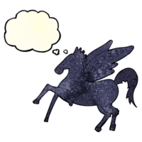 cartoon magic flying horse with thought bubble png