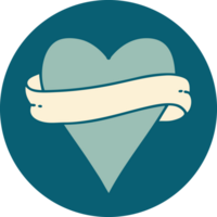 iconic tattoo style image of a heart and banner png