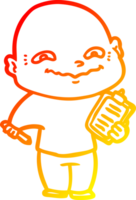 warm gradient line drawing of a cartoon nervous man png