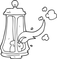 hand drawn black and white cartoon spooky lantern png