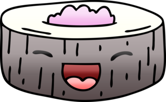 gradient shaded quirky cartoon happy sushi png