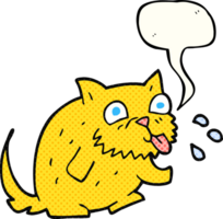 hand drawn comic book speech bubble cartoon cat blowing raspberry png