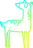 cold gradient line drawing of a cartoon deer png