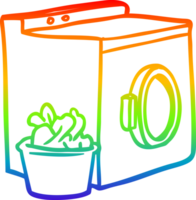 rainbow gradient line drawing of a washing machine and laundry png