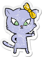 distressed sticker of a cartoon cat png