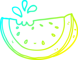 cold gradient line drawing of a cartoon watermelon png