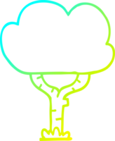 cold gradient line drawing of a cartoon tree png