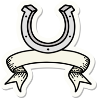 tattoo style sticker with banner of a horse shoe png