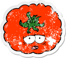 distressed sticker of a cartoon tomato png