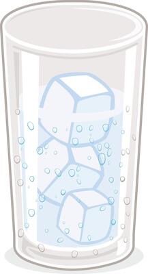 A cold glass of water with ice cubes. Iced cold water in glass on white background.