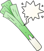 cartoon leeks with speech bubble in smooth gradient style png