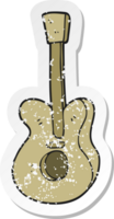 retro distressed sticker of a cartoon guitar png