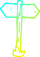 cold gradient line drawing of a cartoon painted direction sign posts png